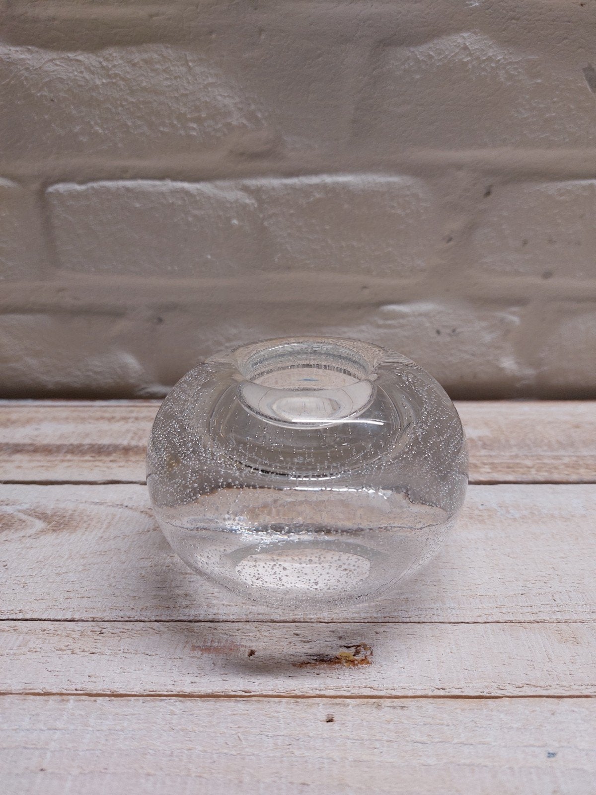Glazen Waxinelichthouder met Bubbelpatroon, Verzenden, Zo goed als nieuw, Glas, Waxinelichthouder