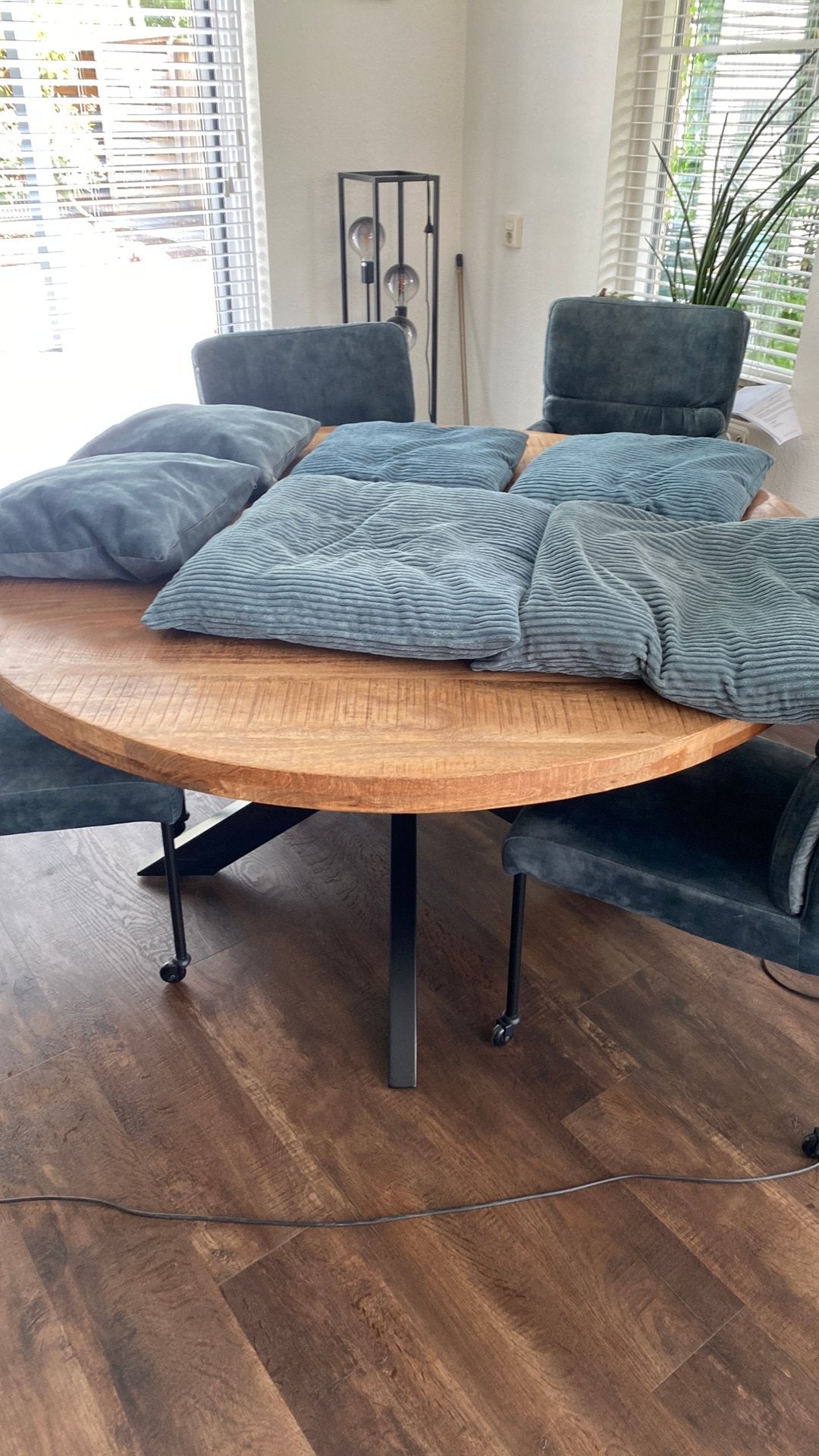 6 Kussens in Blauw/Groenige Kleur - Diverse Afmetingen, Huis en Inrichting, Woonaccessoires | Kussens, Ophalen, Gebruikt, Groen