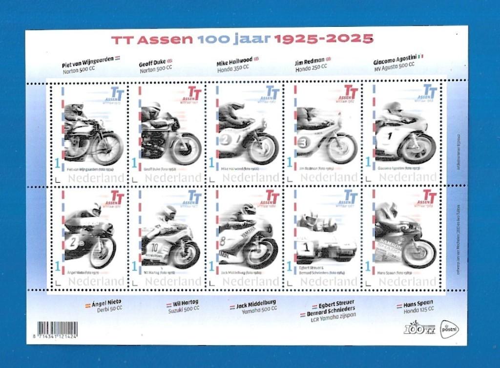 TT Assen 100 jaar (postzegelvel), Verzenden, Na 1940, Postfris