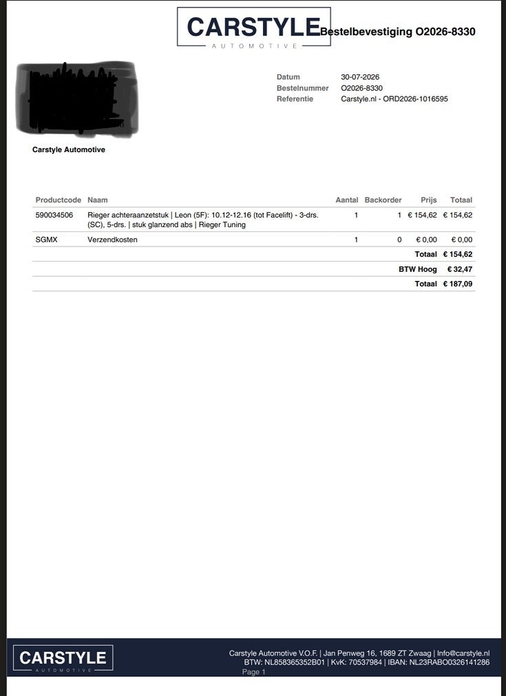 Rieger diffuser Seat Leon 5F 2012-2016 glans zwart, Voor, Nieuw, Ophalen of Verzenden, Bumper