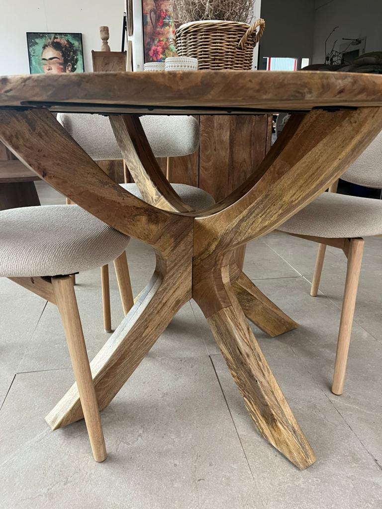 Magazijn Leegverkoop Ronde eettafel mangohout massief matrix, Hout, Nieuw, Ophalen of Verzenden, Info@wkhome.nl
