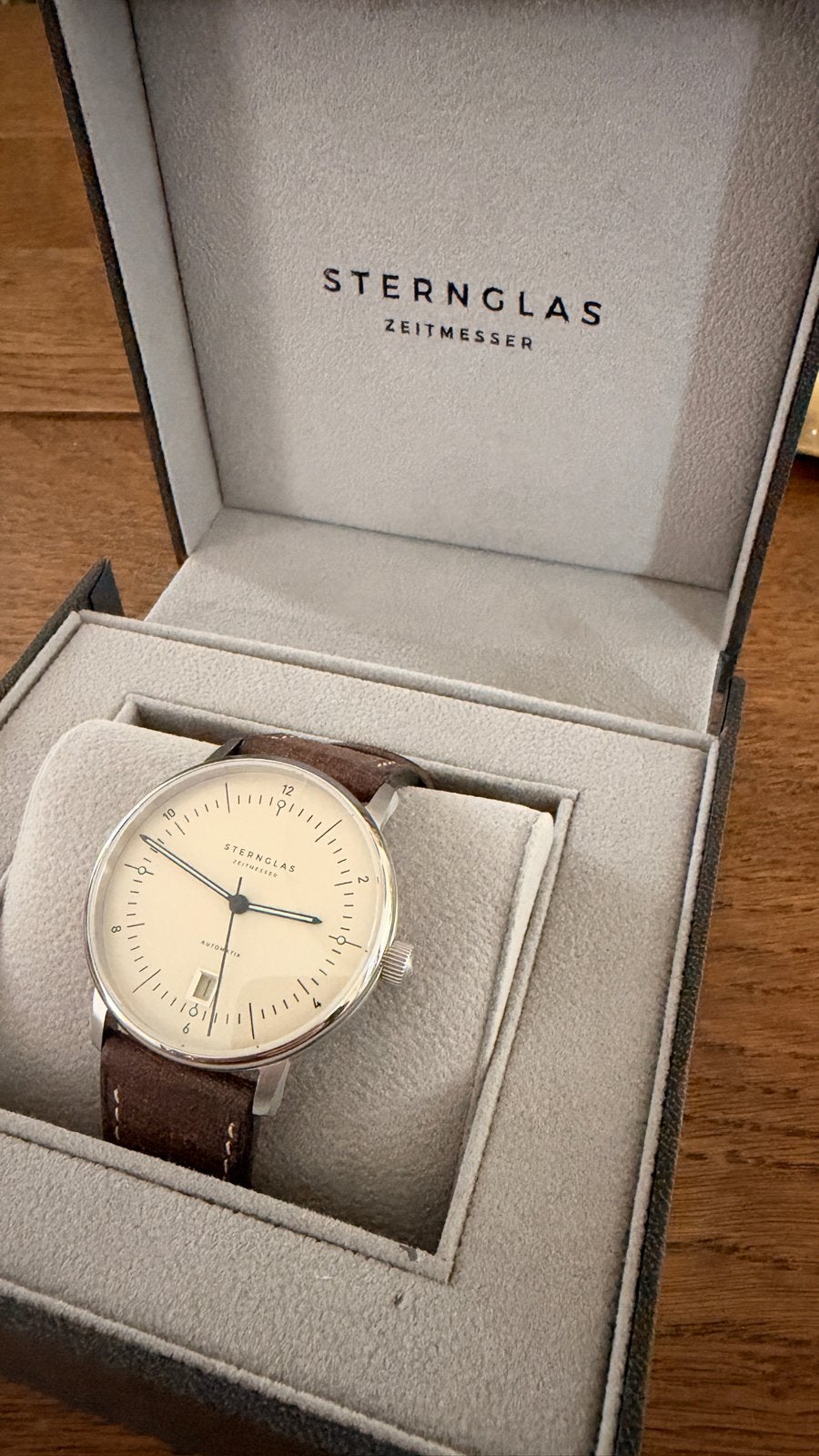 Sternglas Naos Pro Autom. Alabaster 38mm- Zo goed als nieuw, Overige merken, Leer, Staal, Polshorloge