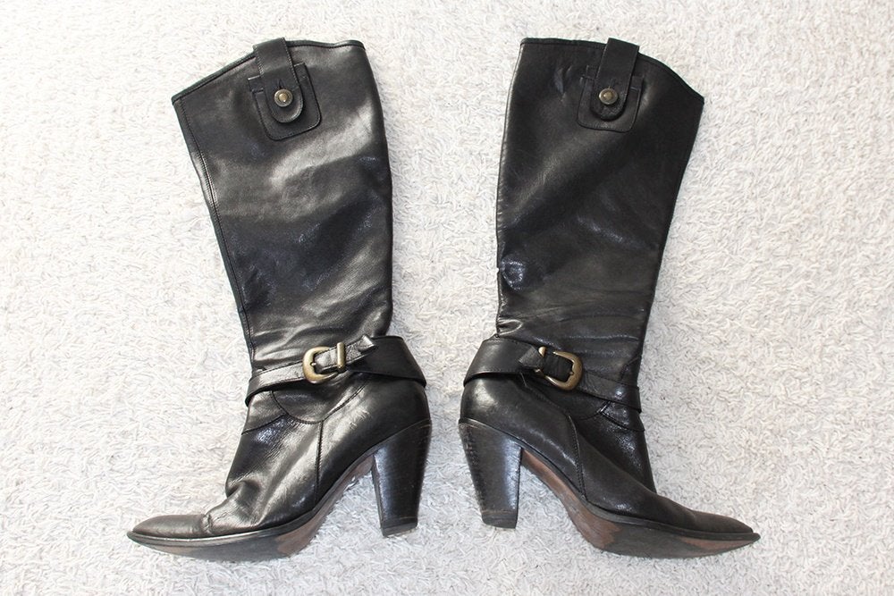 Prachtige Soepele Leren Dames Laarzen (Maat 40) - s8 € 75,-, Hoge laarzen, Zwart, Ophalen of Verzenden, Onbekend