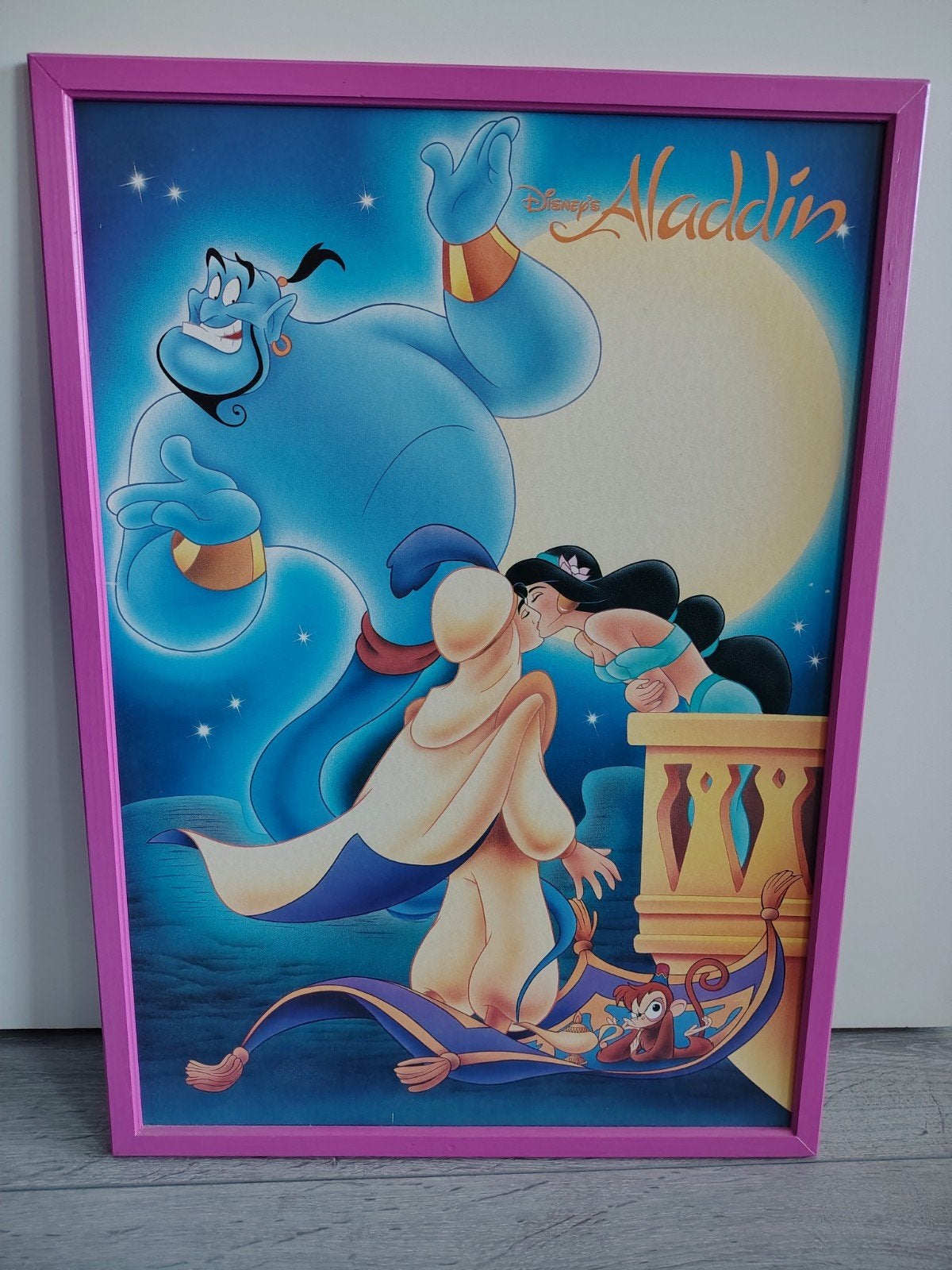 Disney Aladdin ingelijste poster - Geest, Jasmine, Aladdin, Ophalen, 50 – 75, Minder dan 50 cm, Gebruikt