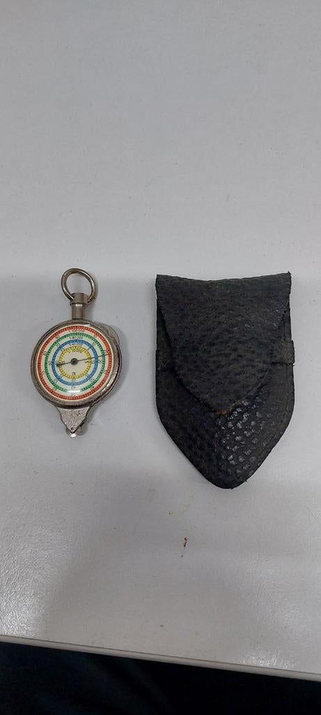 Kaartmeter met leren hoes, Ophalen of Verzenden