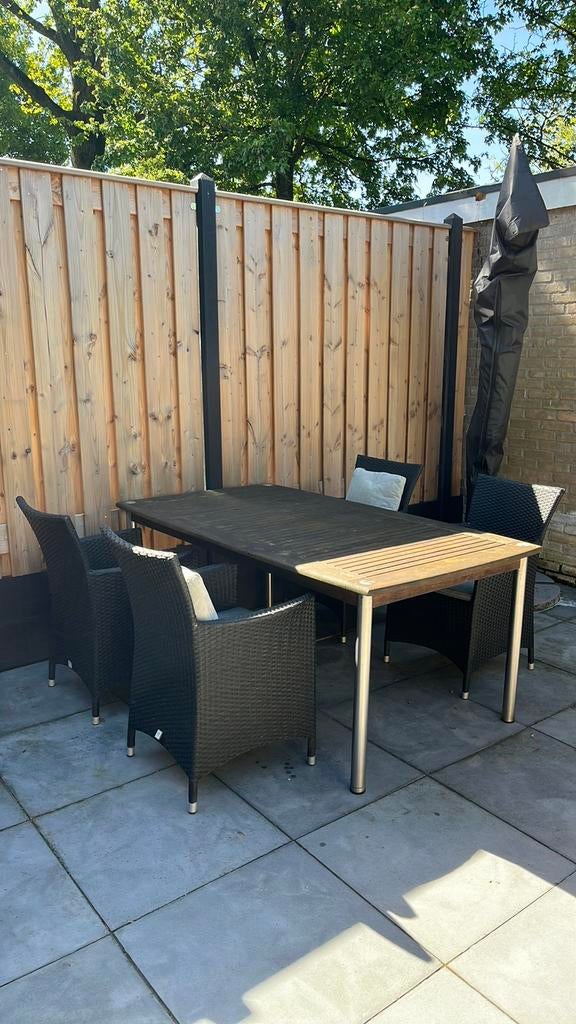 Mooie hardhouten tafel met 4 stoelen, Ophalen, Minder dan 3 meter, Hout, 1 tot 2 meter