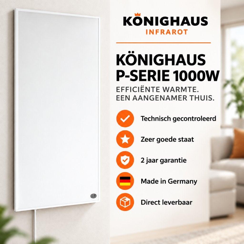 Könighaus infraroodpaneel 1000W | Tweede Kans | P-Serie, Ophalen, Radiator, Zo goed als nieuw, 60 tot 150 cm