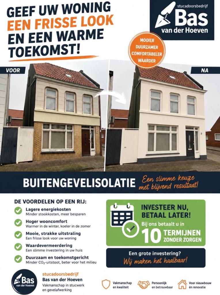 Buitengevelisolatie. Betaal in 10 maandelijkse termijnen., Ophalen of Verzenden, Overige materialen, Minder dan 4 cm, Minder dan 5 m²