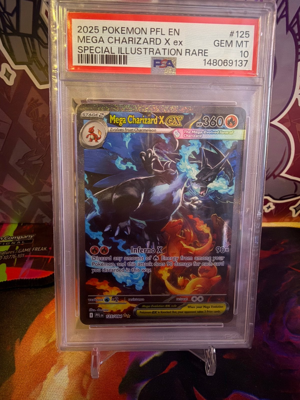 Pokemon psa 10 MEGA CHARIZARD X # 215, Ophalen of Verzenden, Nieuw