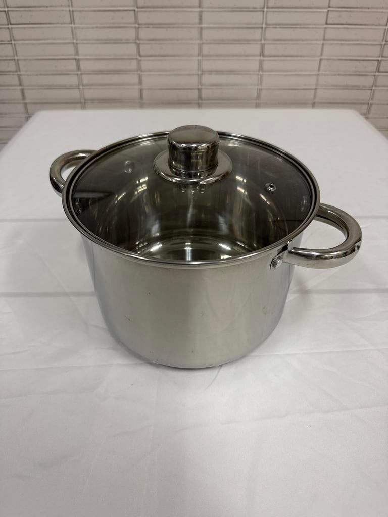 RVS soeppan Kookpan 4.7L met Glazen Deksel, Kookpan of Snelkookpan, Inductieplaat, Nieuw, Ophalen of Verzenden