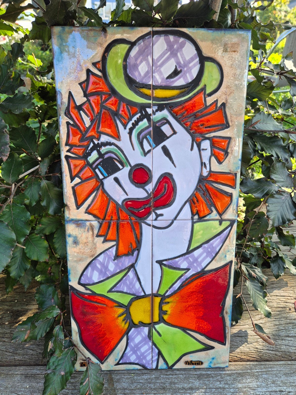 ​Vintage Frans keramiek wandpaneel / tegeltableau Clown, Ophalen of Verzenden