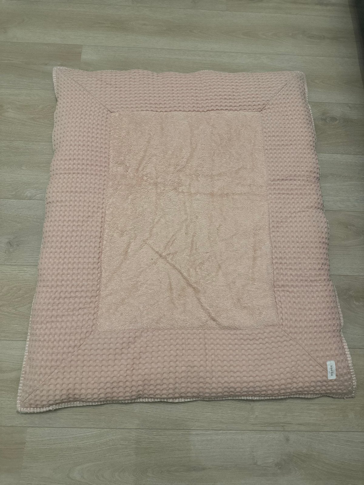 Koeka boxkleed - Roze en Grijs wafelstof, Ophalen, Zo goed als nieuw