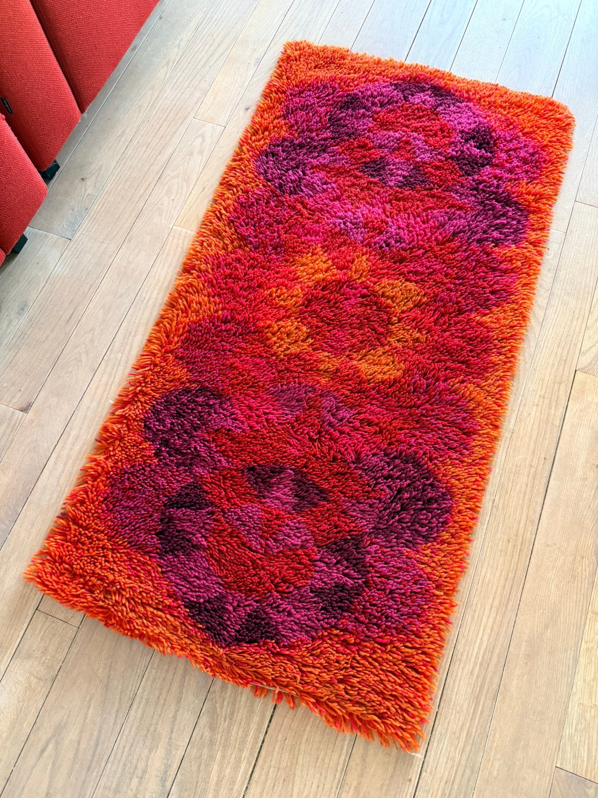 Vintage Desso space age jaren 70 vloerkleed, Gebruikt, 100 tot 150 cm, Verzenden, Paars