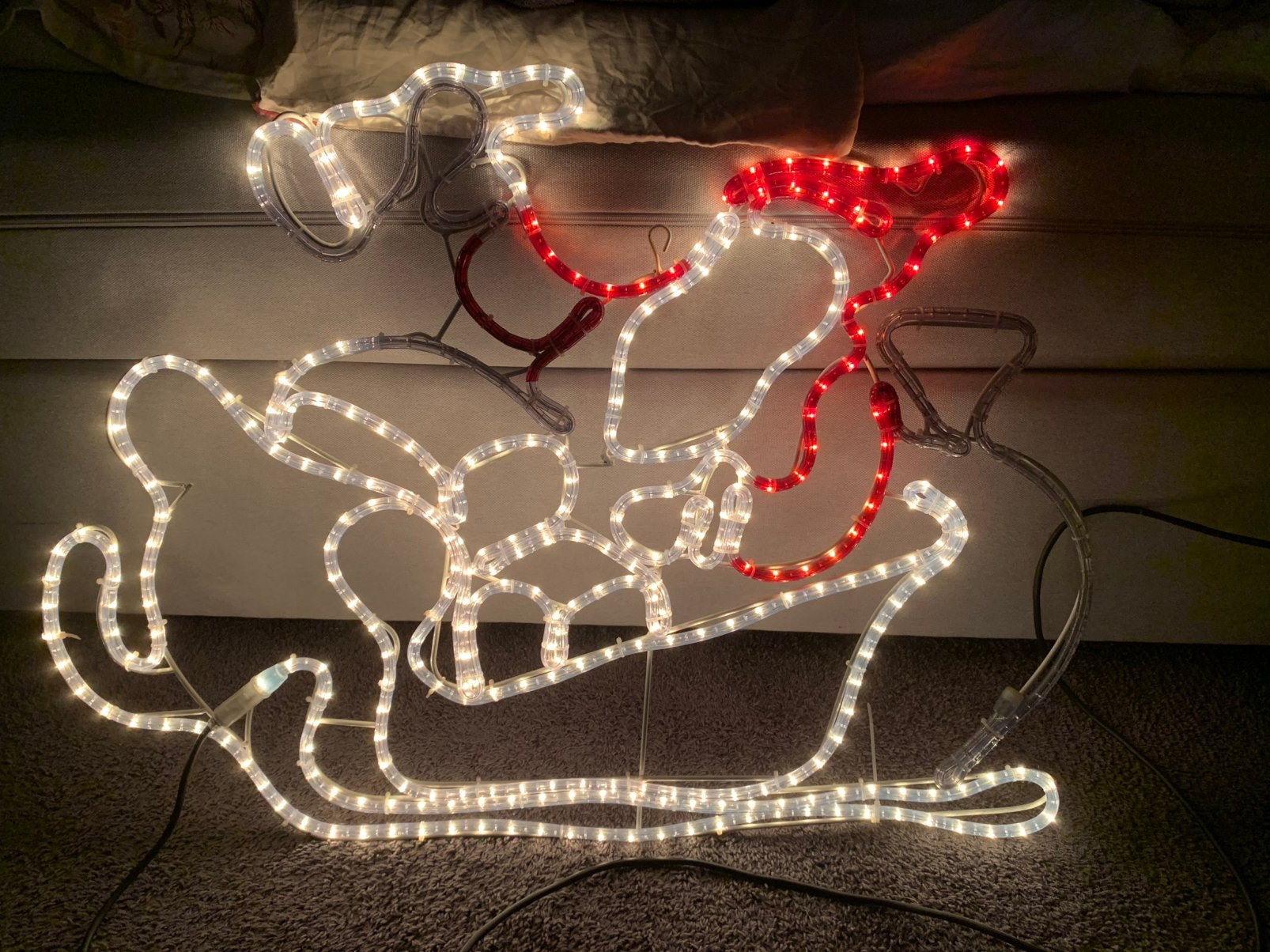 Grote Kerstman op Slee Lichtslang Figuur - Werkt Deels, Ophalen, Gebruikt