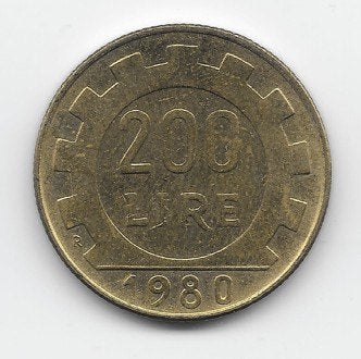Italië 200 lire 1980 "FAO - Inter. Women's Year" KM# 107, Verzenden, Italië, Losse munt