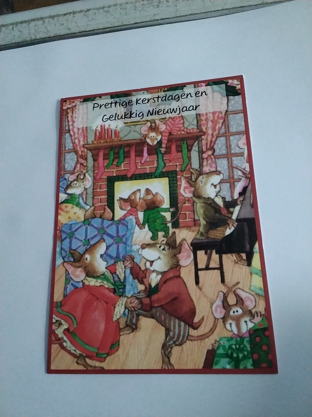 Kerstkaart met muizen en piano - Gelopen, 1998, Ophalen of Verzenden