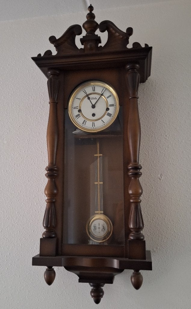 Klassieke antieke vintage Wuba regulateur wandklok, Antiek en Kunst, Ophalen