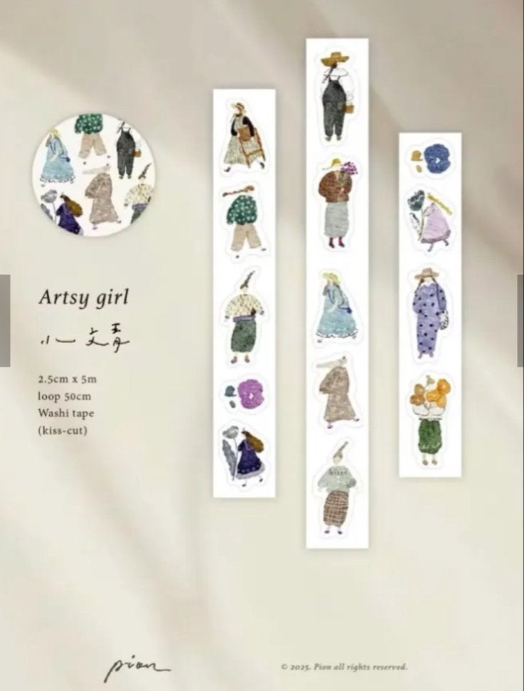 Pion Artsy Girl Washi Tape loop - Kiss-Cut Stickers, Verzenden, Nieuw, Overige typen