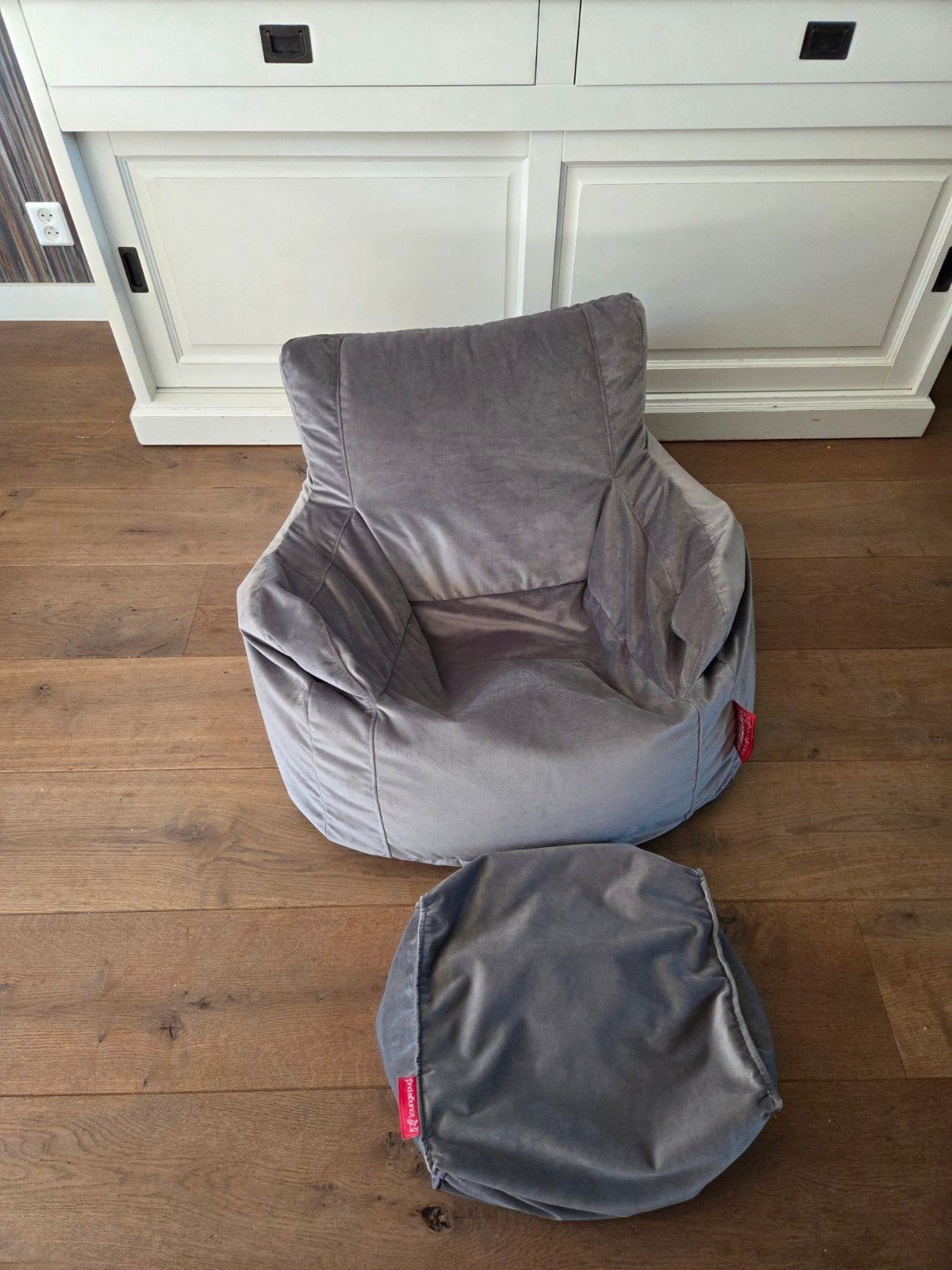 Zitzak fauteuil grijs velvet, Ophalen, Zo goed als nieuw, Grijs, Eén