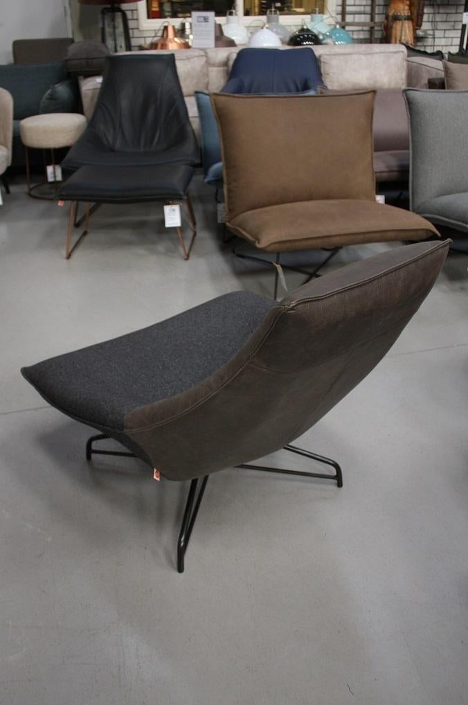 Luxe fauteuil BEAL Jess Design metaal leer & stof draaibaar, Ophalen, 75 tot 100 cm, Zo goed als nieuw, 75 tot 100 cm