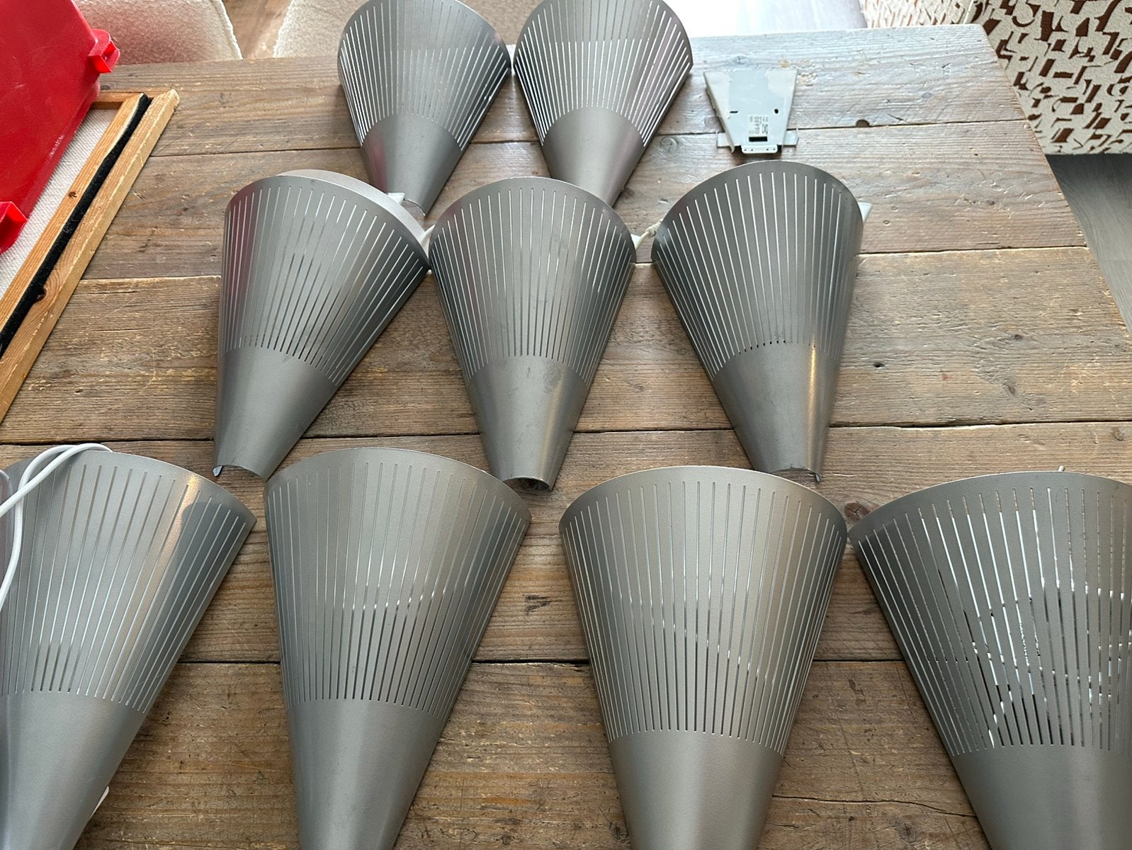 7 x IKEA Klyka V9811 wandlampen grijs en 2 reserve kapjes, Met snoer/stekker, Gebruikt, Wandlamp, Grijs