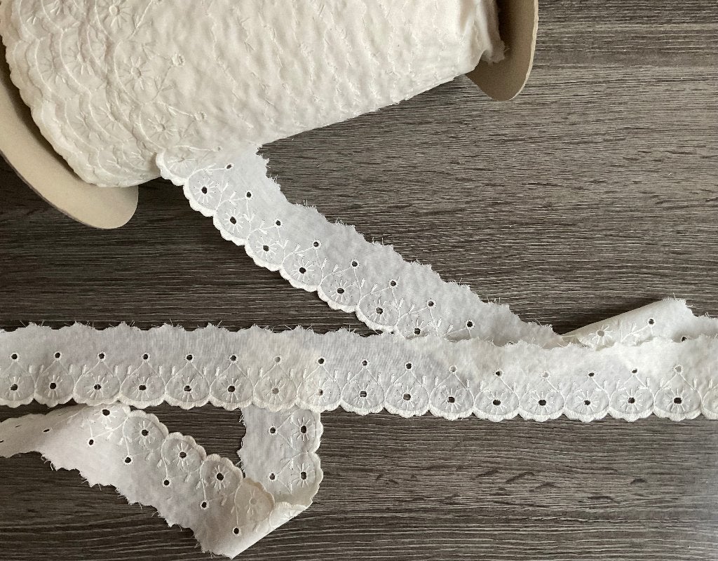 Nr 124) Opruiming  creme broderie kant 10 meter € 5,00, Verzenden, Nieuw, Kant