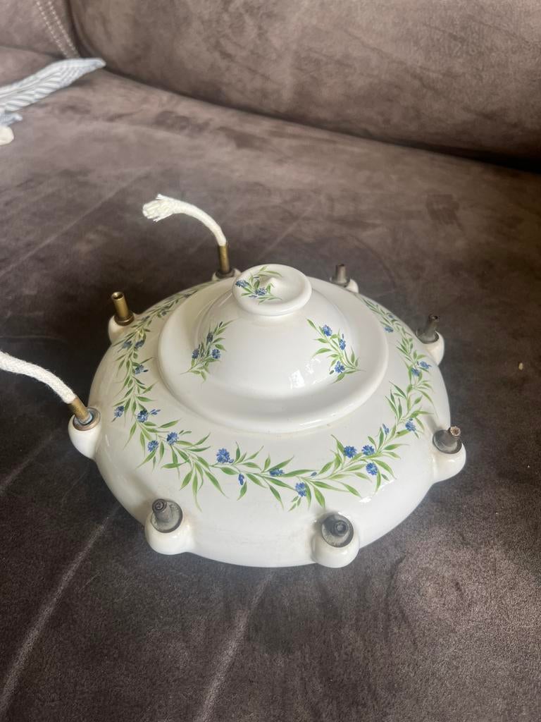Vintage Porseleinen Ringlamp / Olielamp., Antiek en Kunst, Ophalen of Verzenden