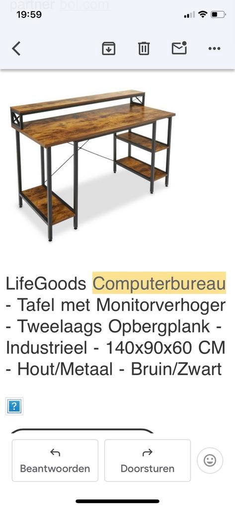 Computerbureau met Monitorverhoger - Industrieel, Ophalen, Nieuw