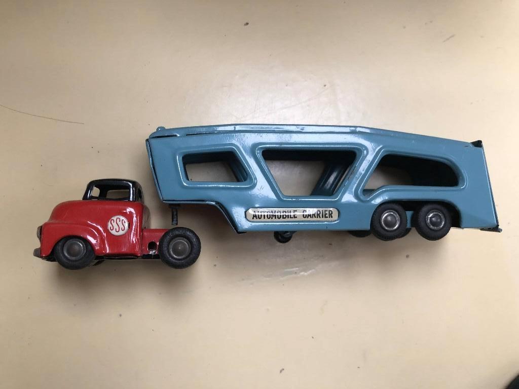 automobile carrier sss tin blik japan speelgoedauto, Ophalen of Verzenden