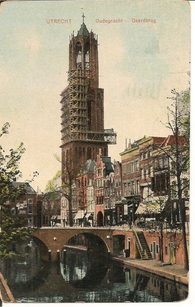 Ansichtkaart Utrecht Domtoren Oude Gracht Gaardbrug 1917, Ophalen of Verzenden, Voor 1920, Gelopen, Utrecht