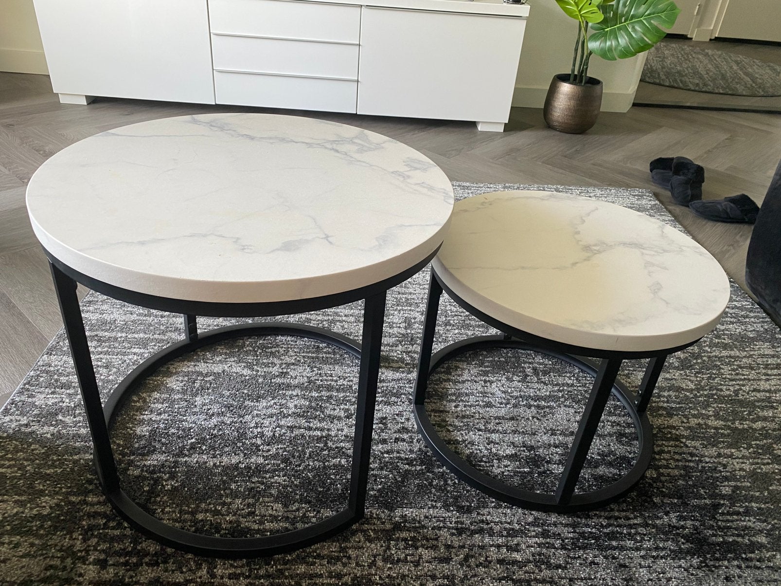 Salontafel wit, Ophalen, 50 tot 100 cm, Rond, 50 tot 100 cm