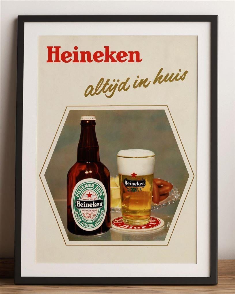HEINEKEN Mooie 50x70cm Bar Bier Poster oud affiche, Verzamelen, Merken en Reclamevoorwerpen, Verzenden, Nieuw, Reclamebord
