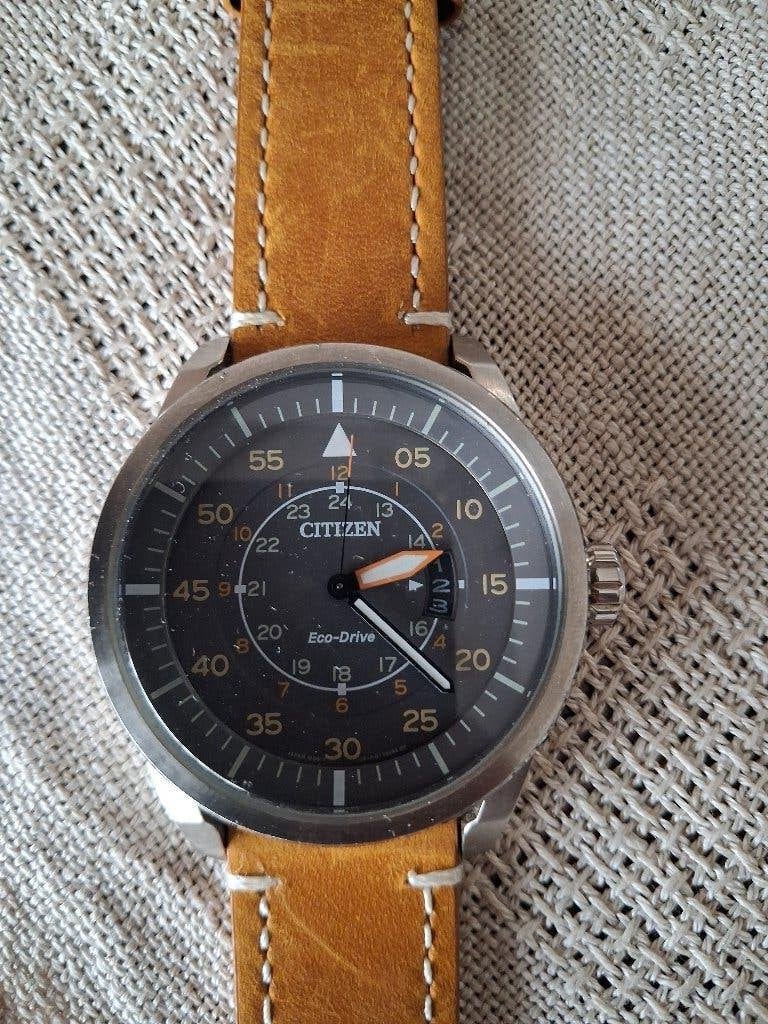 Citizen Eco-Drive herenhorloge, Staal, Ophalen of Verzenden, Leer, Gebruikt