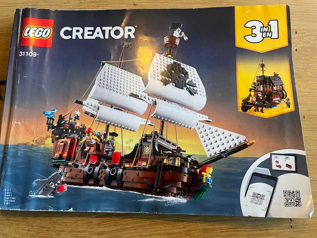 LEGO Creator 31109 Piratenschip 3-in-1 met instructies, Lego, Ophalen of Verzenden, Zo goed als nieuw, Compleet