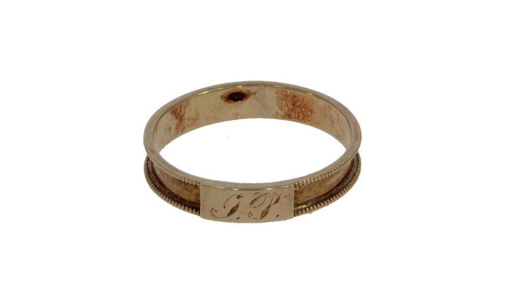Memorie antieke 14k gouden rouw ring ca. 1880 dames, Sieraden, Tassen en Uiterlijk, Antieke sieraden, Verzenden, Goud, Ring, Met edelsteen