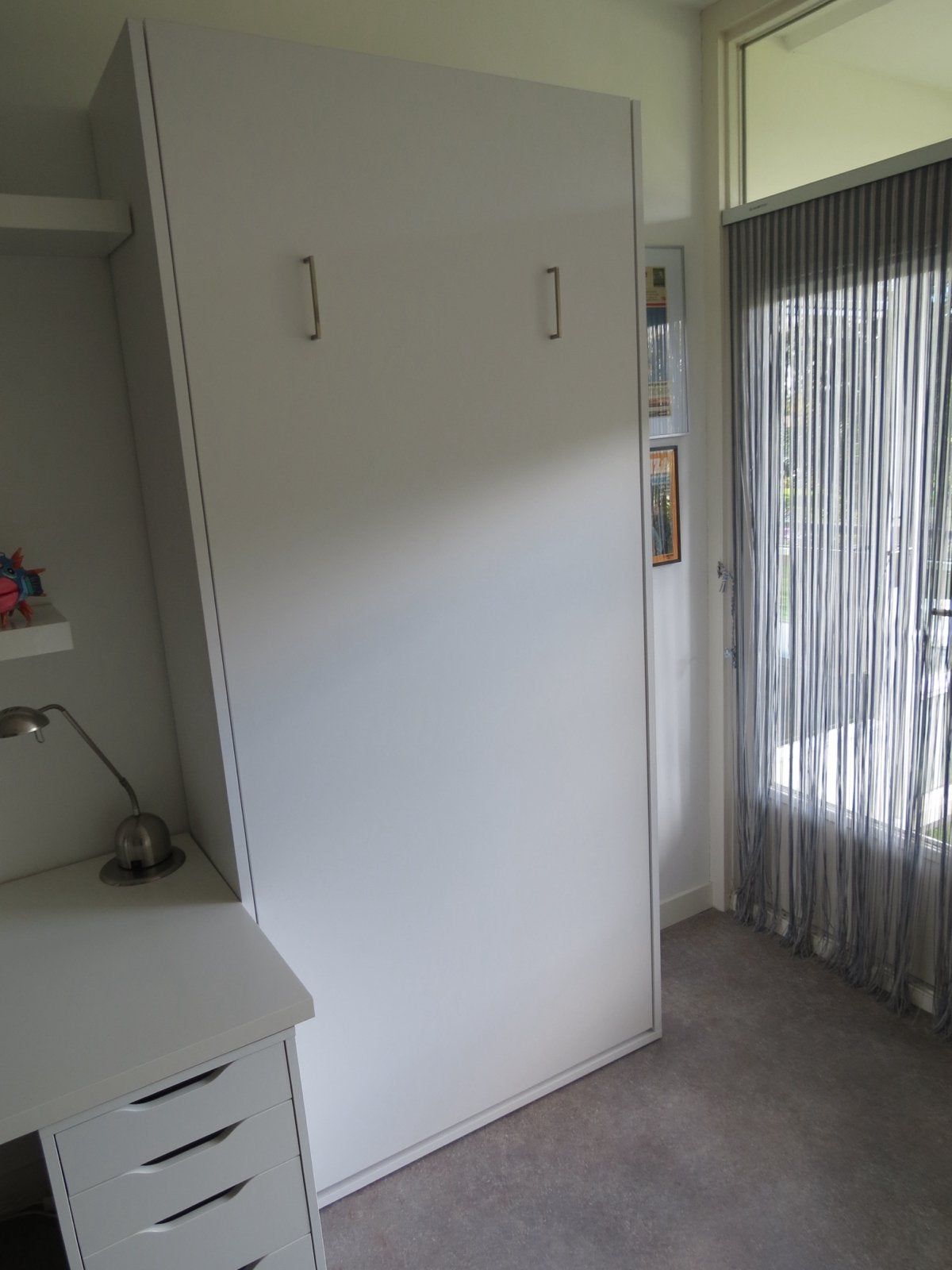 Opklapbed verticaal 90 x 200 Wit, Ophalen, 90 cm, Eenpersoons, Wit