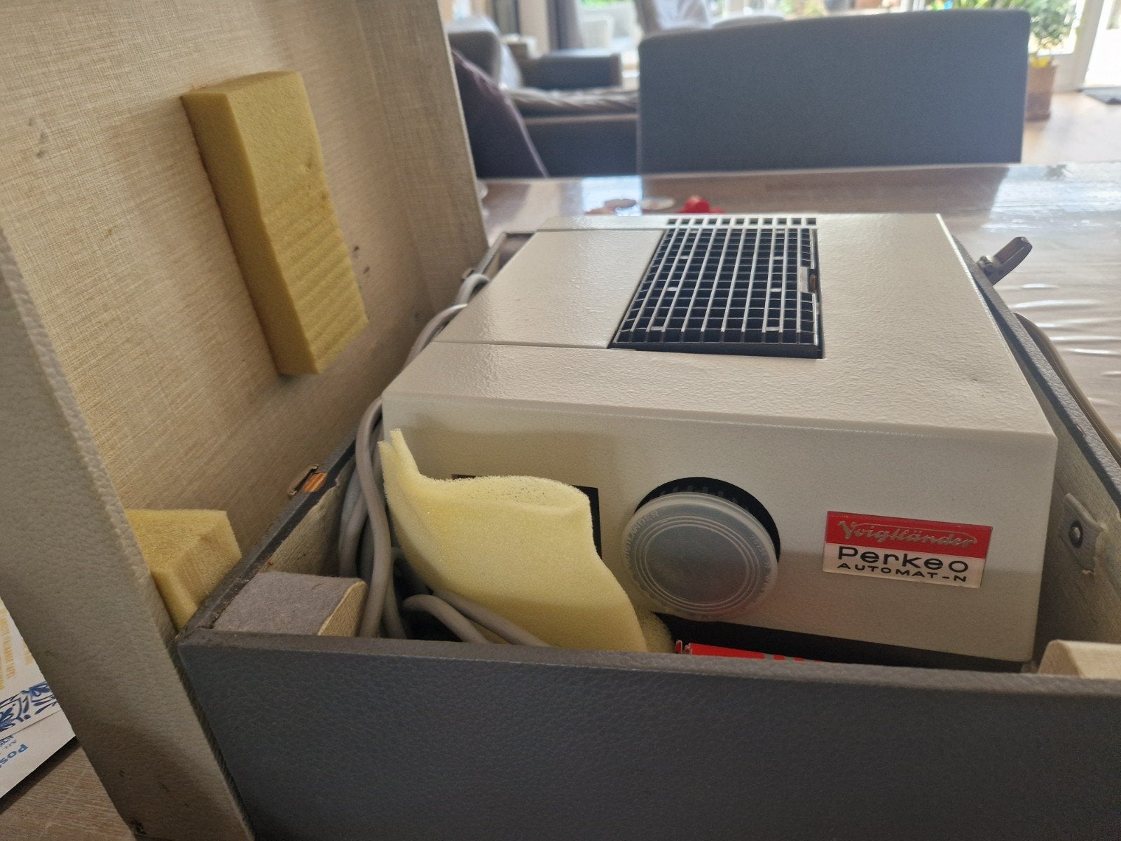 Vintage Perkeo Automat-N diaprojector in koffer, Ophalen, Gebruikt