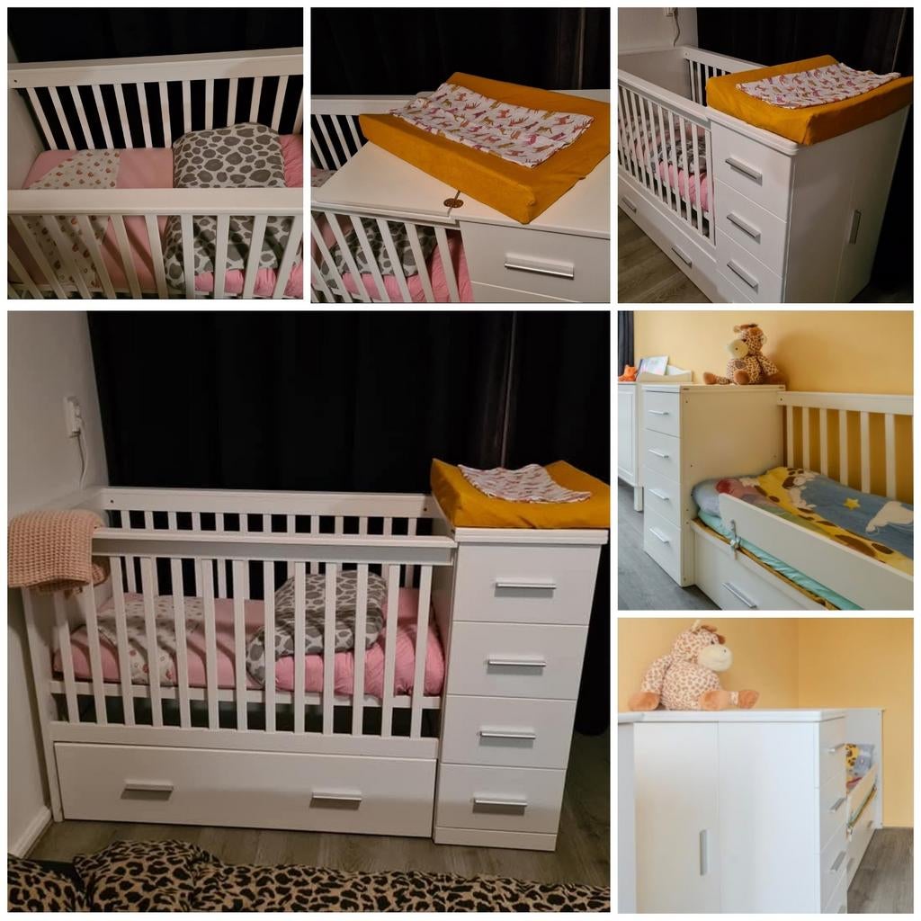 Cabino Combi Ledikant (Baby - Peuter) met Commode en Kast, Kinderen en Baby's, Ophalen, 70 tot 85 cm, 140 tot 160 cm, Zo goed als nieuw
