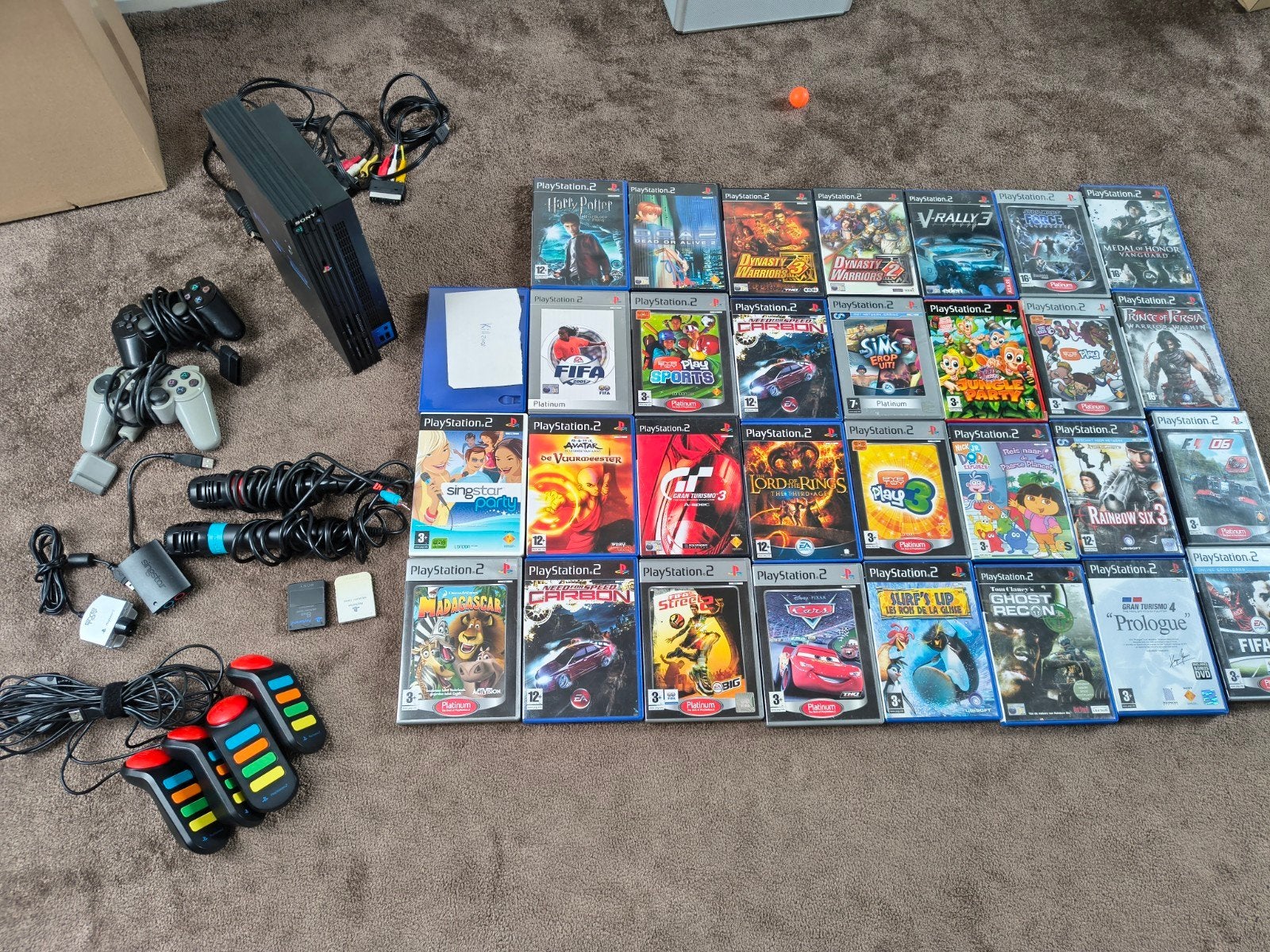 Playstation 2 pakket incl 31 spellen, quiz singstar en camer, Ophalen, Gebruikt, Met games, Met 2 controllers