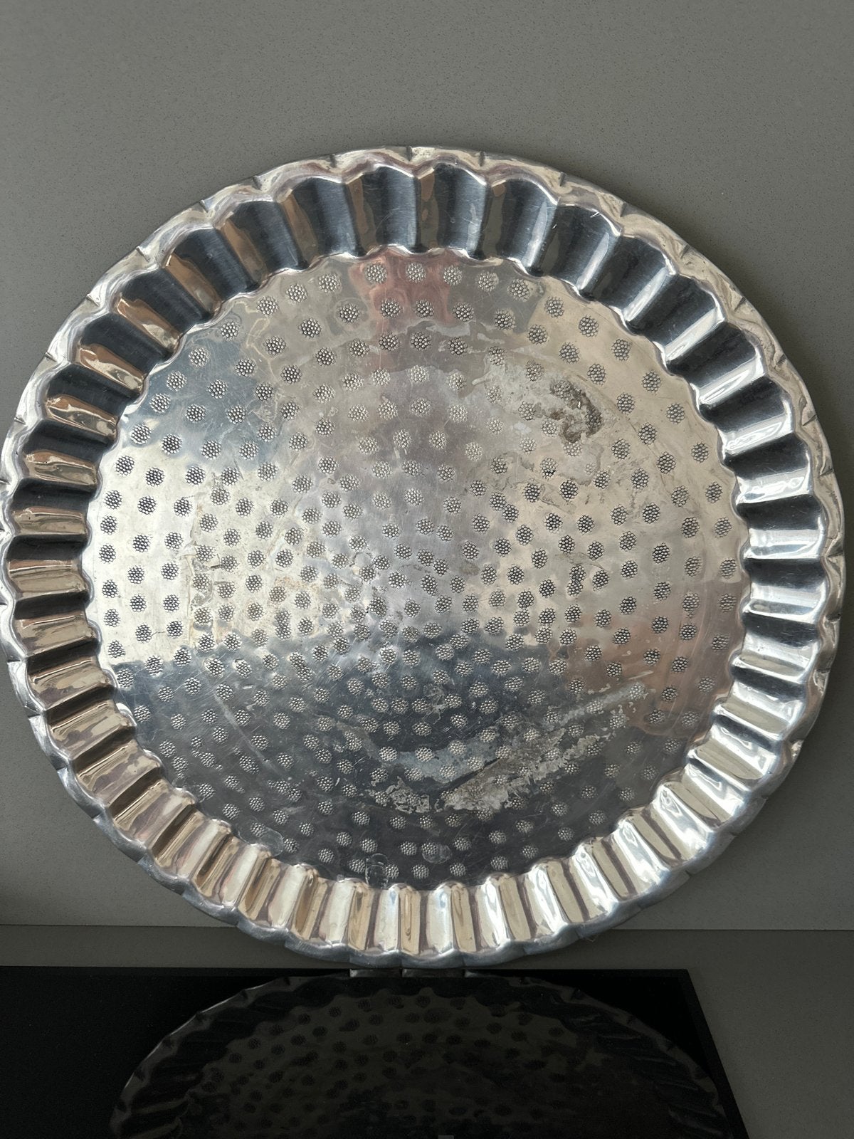 Decoratieve zilverkleurige schaal/dienblad, Ophalen