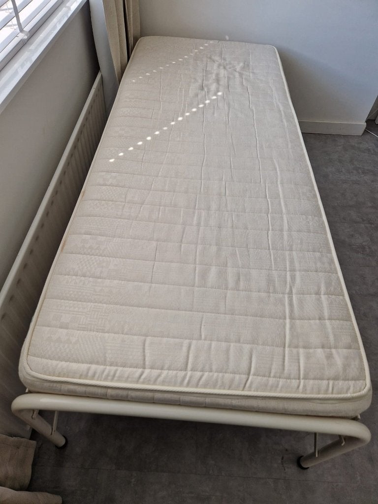 Stevig eenpersoonsbed 80x200 cm (wit), Ophalen, Gebruikt, Eenpersoons, Wit