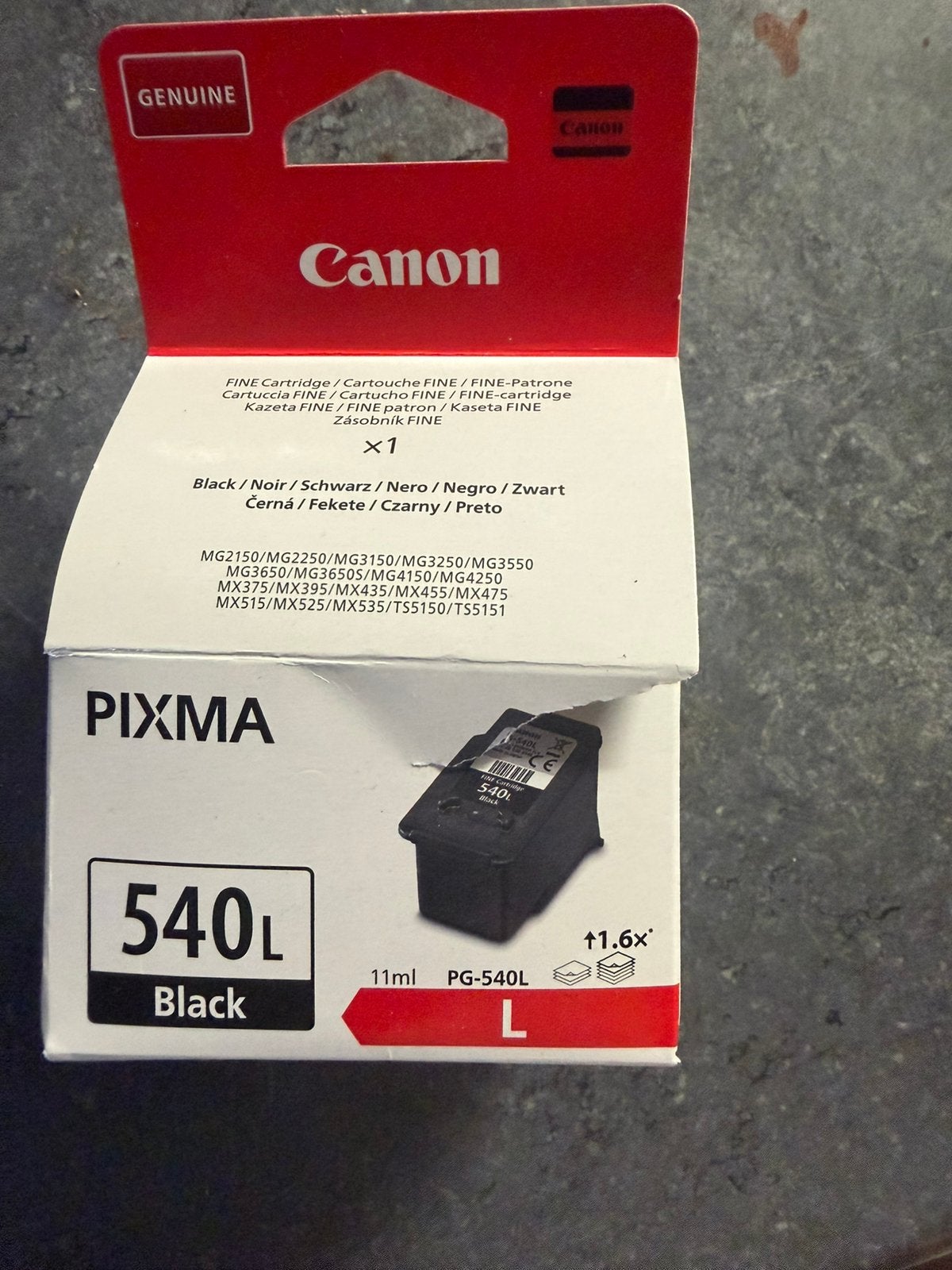 Nieuwe Canon PG-540L Zwarte Inktcartridge - Ongebruikt, Computers en Software, Printerbenodigdheden, Canon, Cartridge, Nieuw, Ophalen of Verzenden