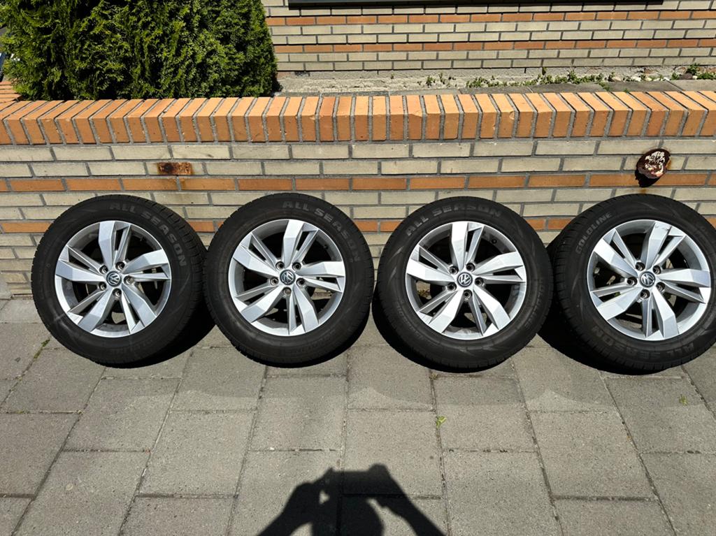 15 INCH SASSARI VELGEN + ALL SEASON VOLKSWAGEN POLO, Ophalen, 15 inch, Banden en Velgen, 185 mm