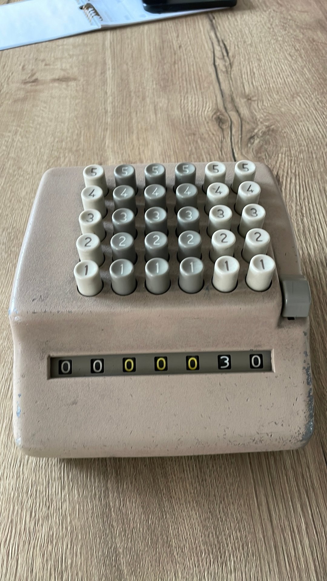 Vintage Plus mechanische telmachine, Ophalen