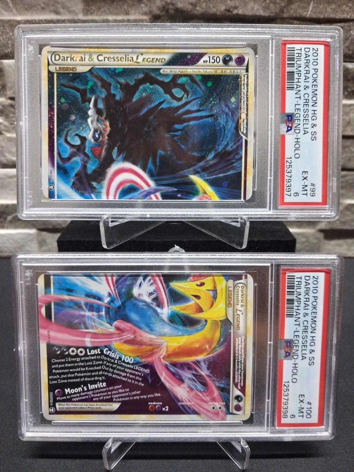 Darkrai & Cresselia LEGEND Pokémon Kaarten PSA 6, Ophalen of Verzenden, Gebruikt, Losse kaart, Foil