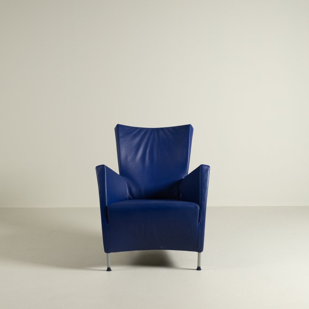 Montis Windy Fauteuil Blauw Leer - Grijs, Niet ingevuld, Zo goed als nieuw, Niet ingevuld, Niet ingevuld