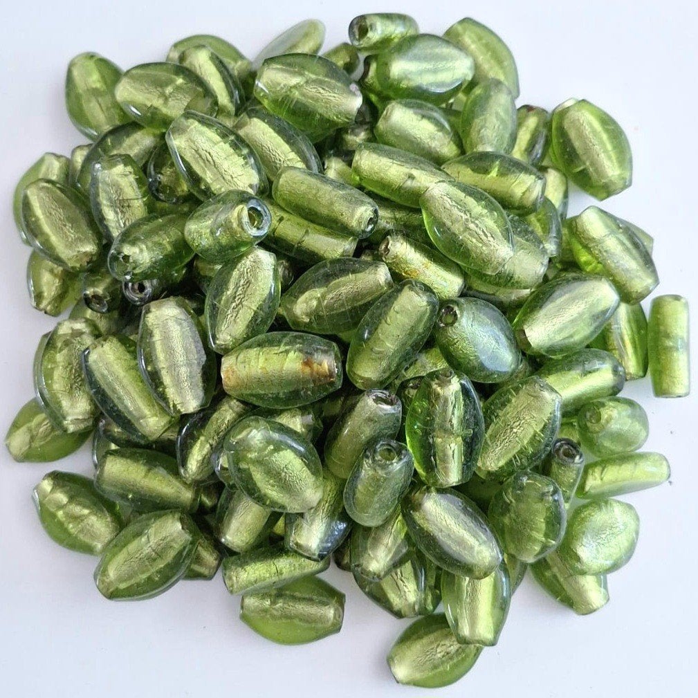Partij 1 kilo silverfoil aparte vorm glaskralen 28x16 mm 6, Hobby en Vrije tijd, Verzenden, Nieuw, Kraal