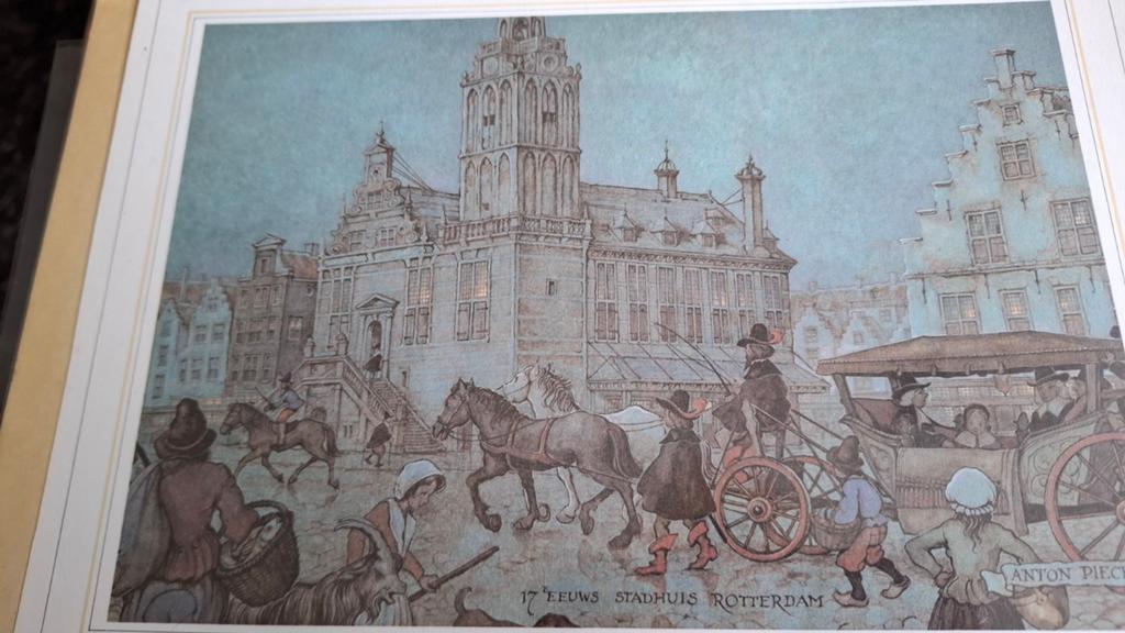 Rotterdam stadhuis anton pieck 25 bij 20 cm, Ophalen of Verzenden
