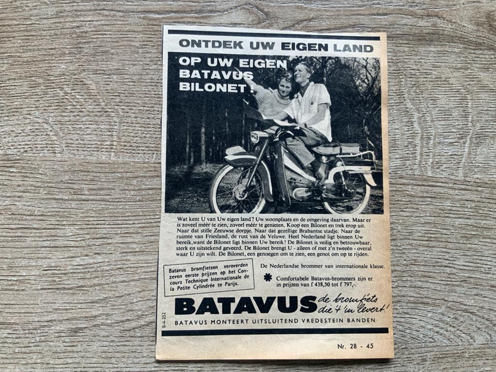 Batavus Bilonet.1961, Ophalen of Verzenden, 1960 tot 1980, Knipsel(s)