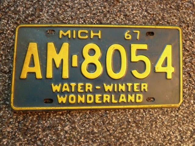 Kentekenplaat licenseplate Michigan 1967 Water Winter Wonder, Verzenden, Gebruikt, Auto's